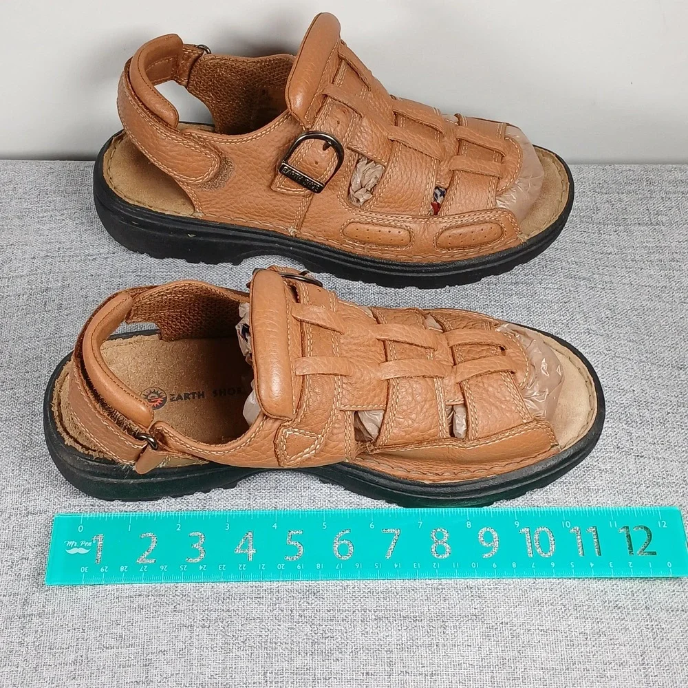 Earth Shoe Floater 5 Men 9.5 Tan Leather Fisherman Sandal 5201497 Coastal Rugged